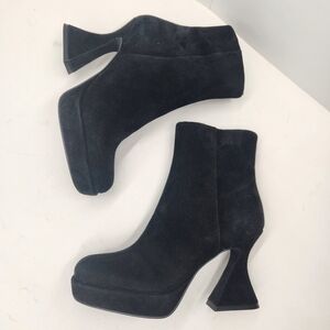 Jeffrey Campbell heeled boots 6 black suede Humanity ankle booties spool new$299